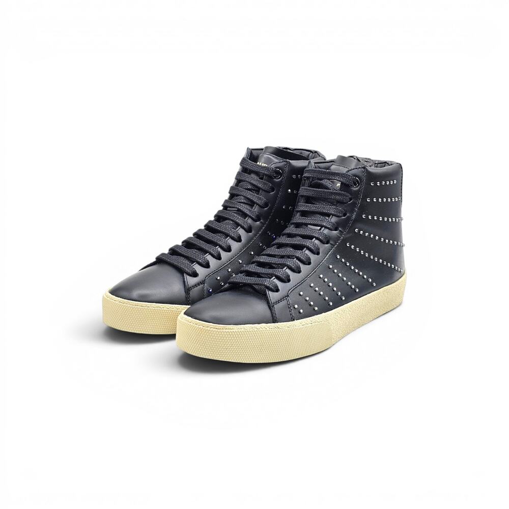 Saint Laurent Court Hi Top Women's Sneakers Studded Black SL/06M - Picture 2 of 9